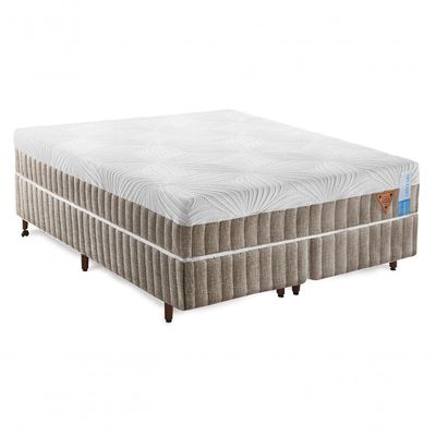 Colchão Natural Gel Articulado Marrom 25cm Opcionais Box E Kit Zen Medida King 193x203cm