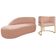 Kit Divã Luna 140cm Lado Esquerdo E 01 Poltrona Base De Ferro Dourado Suede Cor Rosê