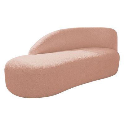 Kit Divã Luna 140cm Lado Esquerdo E 01 Poltrona Base De Ferro Dourado Suede Cor Rosê