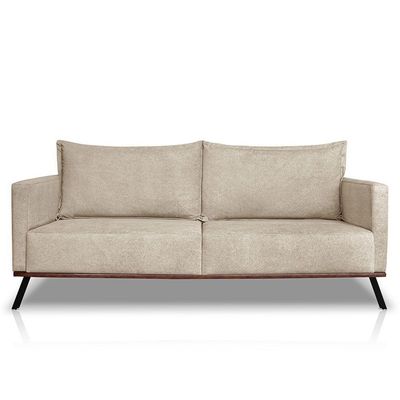 Sofá Living 2 Lugares 1,80m Atlantis Bouclê Dourado Pés De Ferro - Pallazio