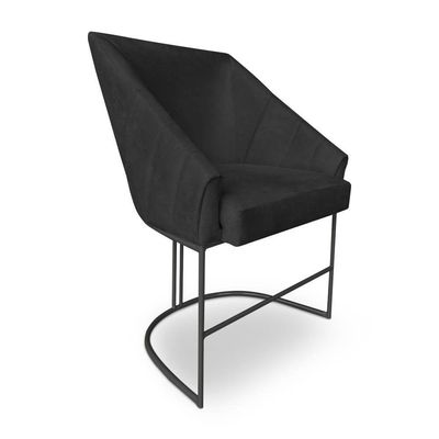 Kit 2 Poltronas Luxo Alana Veludo Preto Base Ferro Preto - Pallazio