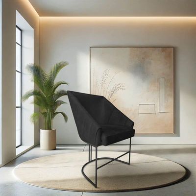 Kit 2 Poltronas Luxo Alana Veludo Preto Base Ferro Preto - Pallazio