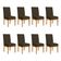 Kit 8 Cadeiras De Jantar Brisa Suede Base De Madeira - Pallazio Cor Marrom