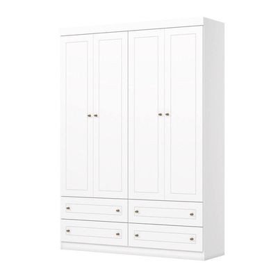 Guarda Roupa Solteiro 4 Portas E 4 Gavetas Amy Casa 812 Branco Hp