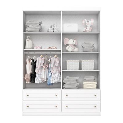 Guarda Roupa Solteiro 4 Portas E 4 Gavetas Amy Casa 812 Branco Hp