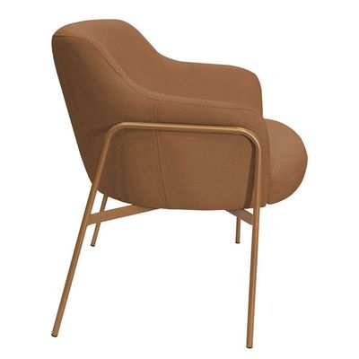 Kit 02 Poltronas Decorativas Jade Base Aço Ouro Fosco Bouclé Terracota - Nexta Casa