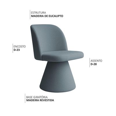 Kit 04 Cadeiras De Jantar Giratória Liz Bouclé Azul Claro - Nexta Casa