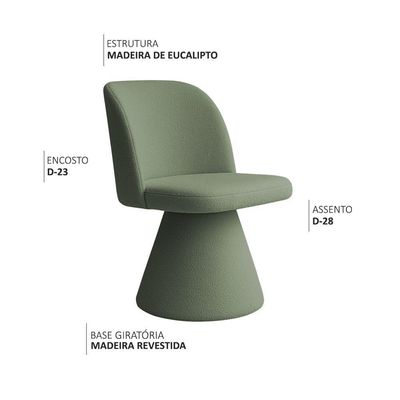Kit 02 Cadeiras De Jantar Giratória Liz Bouclé Verde Claro - Nexta Casa