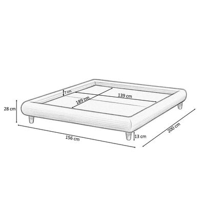 Cama Casal Base Box Pés Madeira 156cm Emma Linho Cinza Claro - Nexta Casa