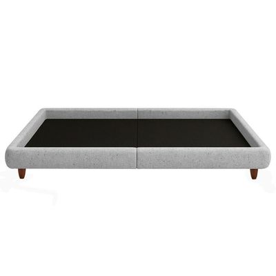 Cama Casal Base Box Pés Madeira 156cm Emma Linho Cinza Claro - Nexta Casa