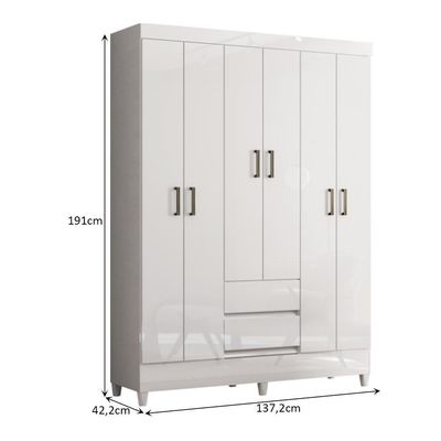 Guarda Roupa Casal Fit 6 Portas E 2 Gavetas Branco - Santos Andirá Branco