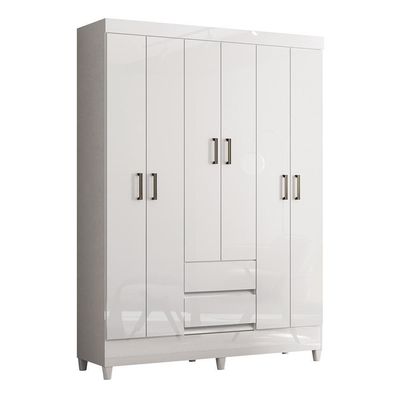 Guarda Roupa Casal Fit 6 Portas E 2 Gavetas Branco - Santos Andirá Branco