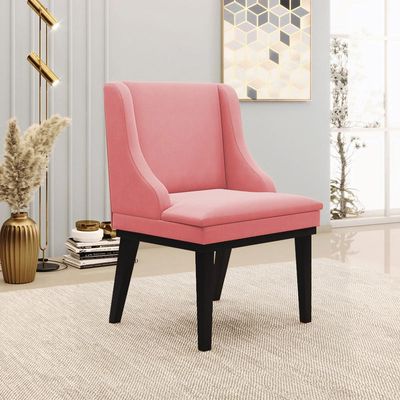 Kit 2 Cadeiras Decorativas Sala de Jantar Base Fixa de Madeira Firenze Suede Rosê/Preto G19 - Gran Belo