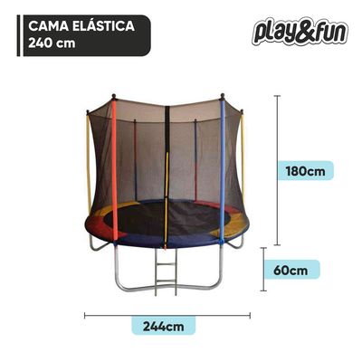 Cama Elástica Play & Fun Colorida 244x180cm