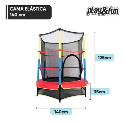 Cama Elástica Pequena 138cmX163cm Play&Fun Colorida