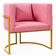 Poltrona Design Base Dourada Luxo Moderna Sala Luna Suede Rosa