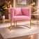 Poltrona Design Base Dourada Luxo Moderna Sala Luna Suede Rosa