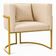 Poltrona Design Base Dourada Luxo Moderna Sala Luna Suede Bege