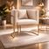 Poltrona Moderna Sala Base Dourada Design Luxo Luna Suede Bege
