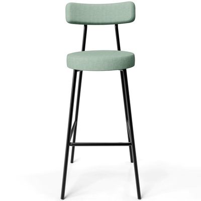 Kit 05 Banquetas Alta Bar Cozinha Sala De Jantar Aço Milão L02 Linho Verde Menta - Lyam Decor
