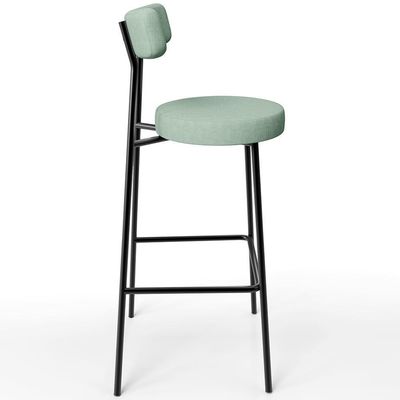 Kit 05 Banquetas Alta Bar Cozinha Sala De Jantar Aço Milão L02 Linho Verde Menta - Lyam Decor