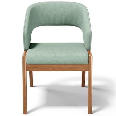 Kit 06 Cadeiras De Jantar E Estar Living Estofada Lince L02 Linho Verde Menta - Lyam Decor