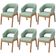 Kit 06 Cadeiras De Jantar E Estar Living Estofada Lince L02 Linho Verde Menta - Lyam Decor
