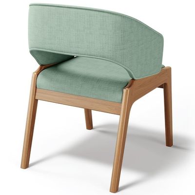 Kit 06 Cadeiras De Jantar E Estar Living Estofada Lince L02 Linho Verde Menta - Lyam Decor