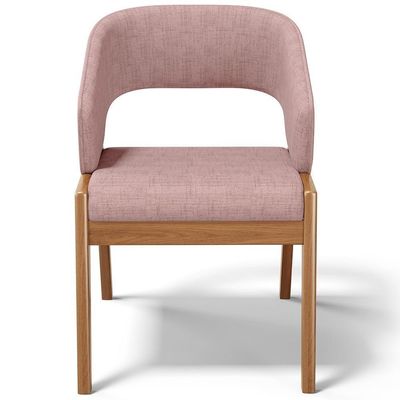 Kit 04 Cadeiras De Jantar E Estar Living Estofada Lince L02 Linho Rosa - Lyam Decor