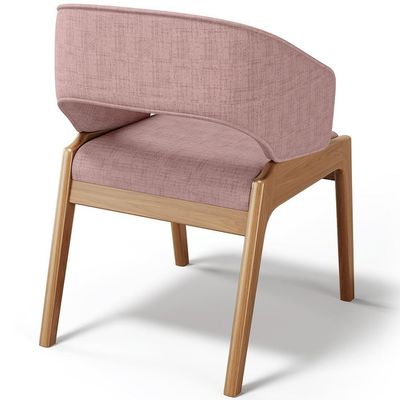 Kit 04 Cadeiras De Jantar E Estar Living Estofada Lince L02 Linho Rosa - Lyam Decor