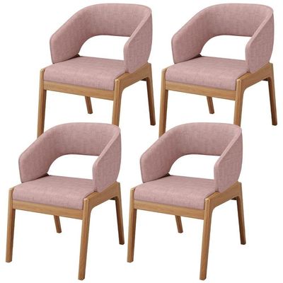 Kit 04 Cadeiras De Jantar E Estar Living Estofada Lince L02 Linho Rosa - Lyam Decor