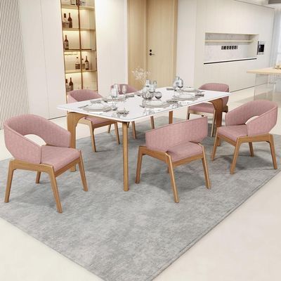 Kit 04 Cadeiras De Jantar E Estar Living Estofada Lince L02 Linho Rosa - Lyam Decor