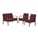 Conjunto Poltronas Jade Braço Madeira Suede Bordô