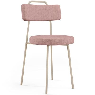 Cadeira Decorativa Estofada Para Sala De Jantar Barcelona Arena L02 Linho Rosa - Lyam Decor