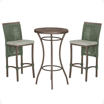 Mesa Bistrô 2 Banquetas Roma Marrom Corda Náutica 3 Trama Verde