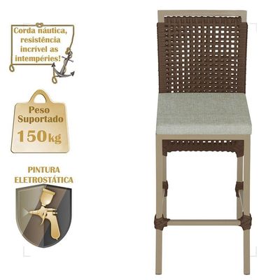 Mesa Bistrô 2 Banquetas Roma Fendi Corda Náutica 3 Trama Marrom