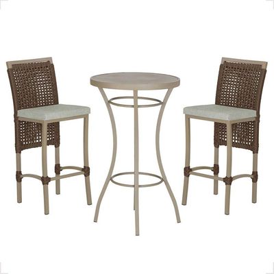 Mesa Bistrô 2 Banquetas Roma Fendi Corda Náutica 3 Trama Marrom