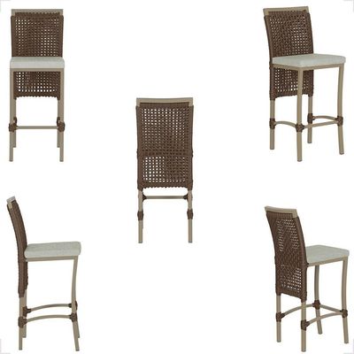 Mesa Bistrô 2 Banquetas Roma Fendi Corda Náutica 3 Trama Marrom