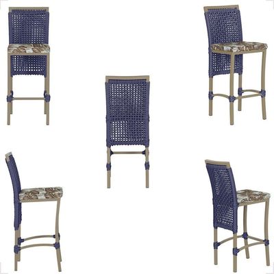 Mesa Bistrô E 2 Banquetas Roma Fendi Corda Estofado 5 Trama Azul