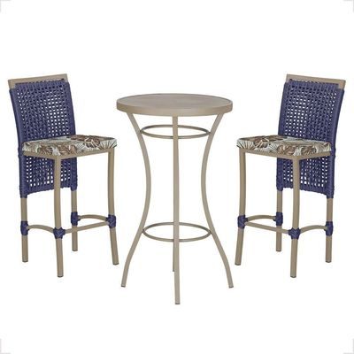 Mesa Bistrô E 2 Banquetas Roma Fendi Corda Estofado 5 Trama Azul