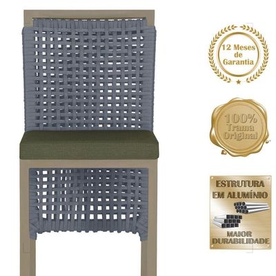 Mesa Bistro E 2 Banquetas Roma Fendi Corda Náutica 13 Prata