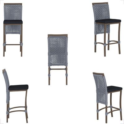 Mesa Bistro E 2 Banquetas Roma Marrom Corda Náutica 12 Prata