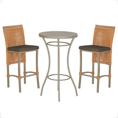 Mesa Bistrô E 2 Banquetas Roma Fendi Corda Estofado 9 Trama Terra Cota