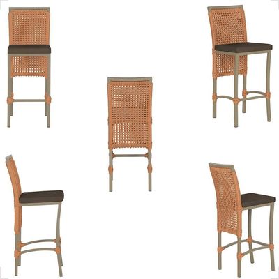 Mesa Bistrô E 2 Banquetas Roma Fendi Corda Estofado 9 Trama Terra Cota