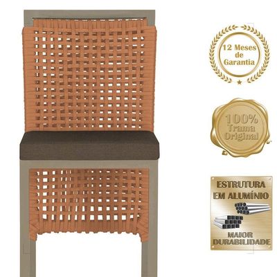 Mesa Bistrô E 2 Banquetas Roma Fendi Corda Estofado 9 Trama Terra Cota