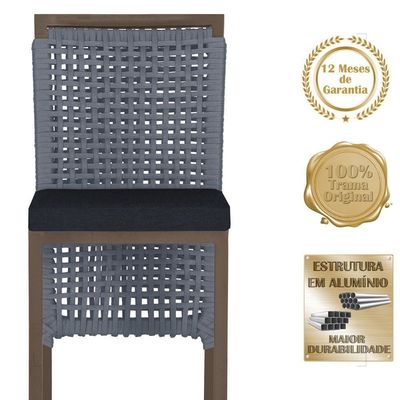 Mesa Bistro E 2 Banquetas Roma Marrom Corda Náutica 12 Prata