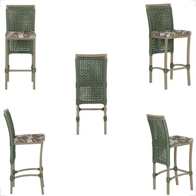 Mesa Bistrô E 4 Banquetas Roma Fendi Corda Estofado 6 Trama Verde