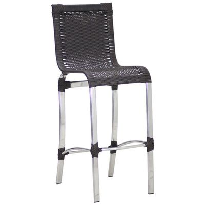 4 Banquetas Haiti + Mesa Bistrô Alumínio Com Tampo Tramado Tabaco