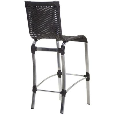 4 Banquetas Haiti + Mesa Bistrô Alumínio Com Tampo Tramado Tabaco