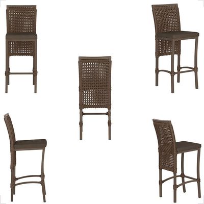 Mesa Bistrô E 4 Banquetas Roma Marrom Corda Estofado 9 Trama Marrom